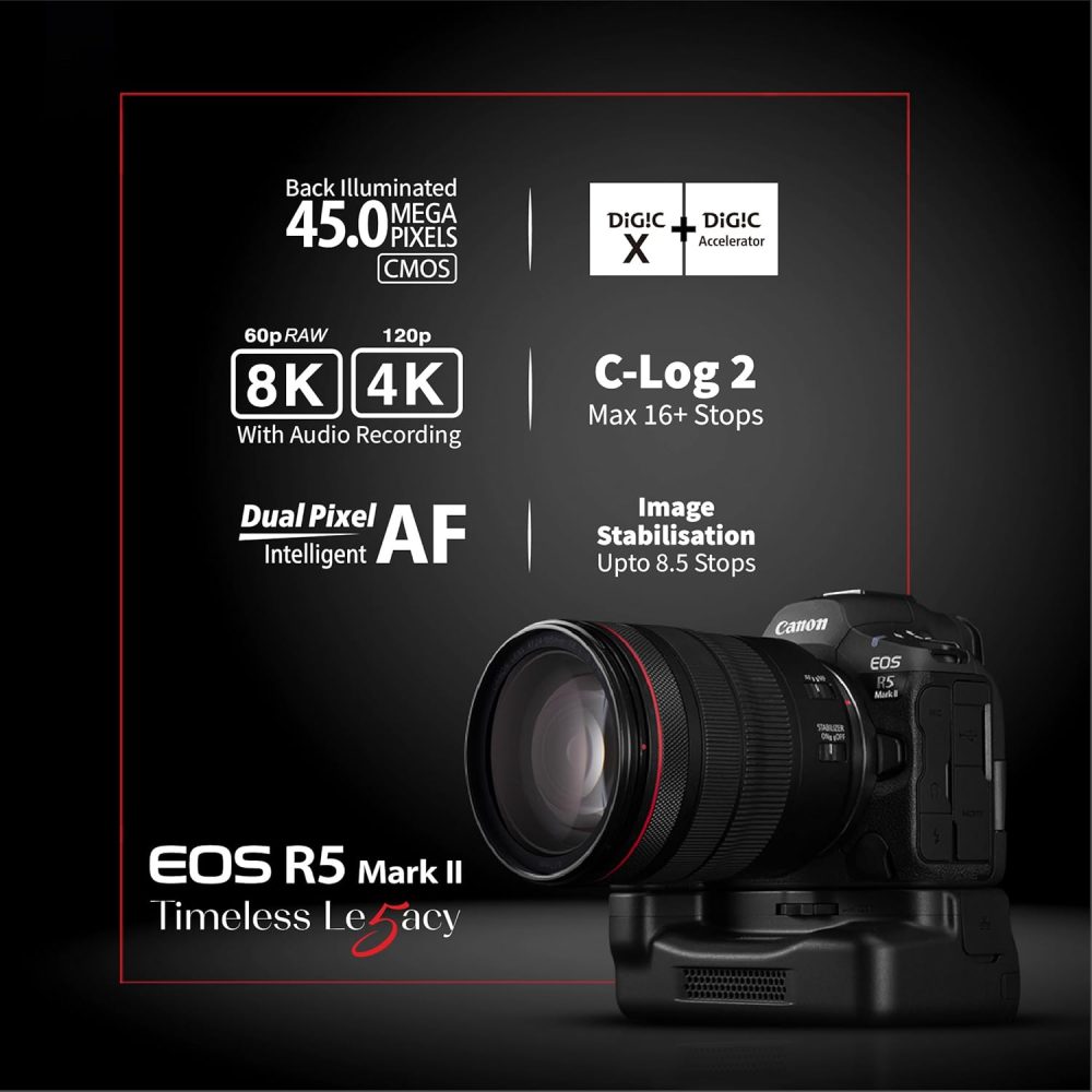 Canon EOS R5 Mark II 45MP Full-Frame Mirrorless Camera Body Only (8K RAW & 4K 120p Video) - Black - Image 5