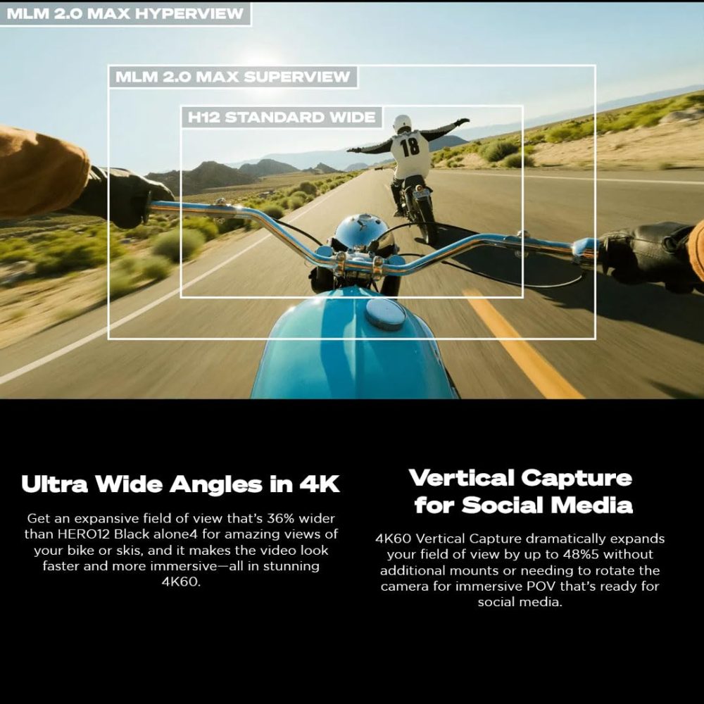 GoPro Hero12 Waterproof Digital Action Camera with Front&Rear LCD Screens,5.3K60 Ultra Hd Video,Hypersmooth 6.0+Autoboost - Image 4